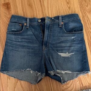 Levi's Dark Blue Distressed Jean Shorts
